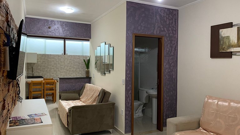 loft p/ casal ou família, piscina, 5 min da praia